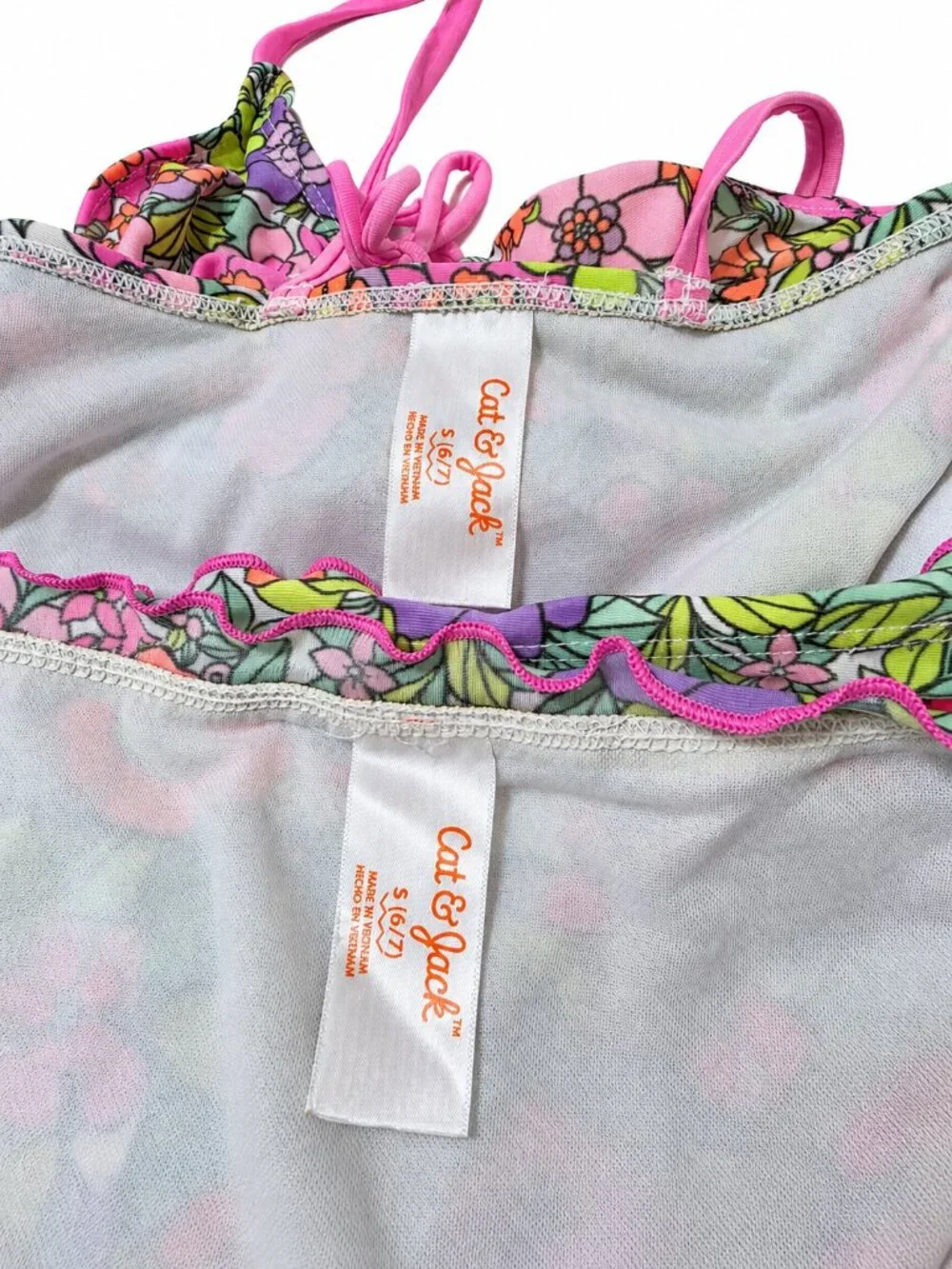 Cat & Jack Girls Floral Two Piece Tankini Swimsuit Size S 6/7